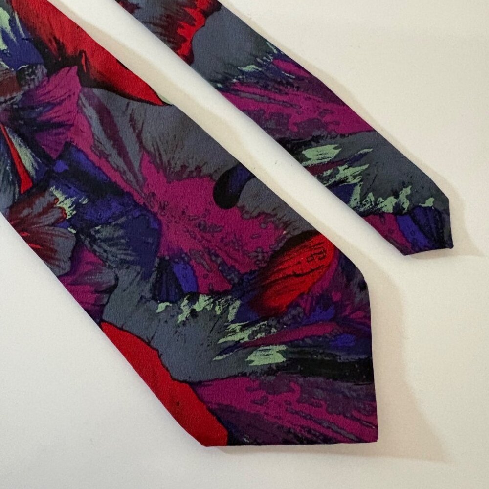 Vintage Molecular Expressions Silk Tie Artisan Abstract Floral Mens Tie Office